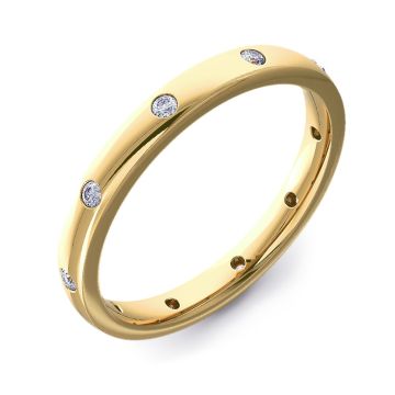 2.5mm Court with Ten Round Diamonds | Yellow Gold