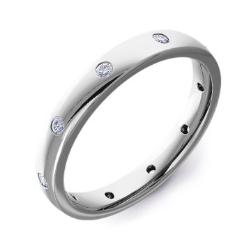 3mm Court Flush Set with Ten Round Diamonds | Platinum, White Gold, Palladium