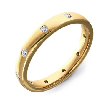 3mm Court Flush Set with Ten Round Diamonds | Yellow Gold
