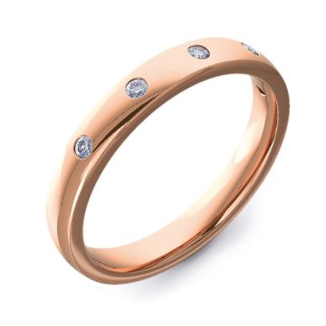 3mm Court Flush Set with Five Round Diamonds | Rose Gold