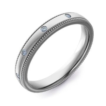 3mm Mill Grain Court with Ten Diamonds Spaced Around