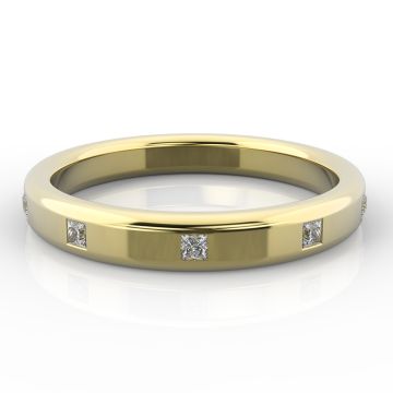 3mm Double Comfort with Ten Princess Cut Diamonds | Yellow Gold