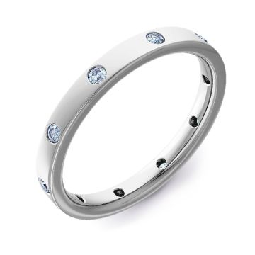 2.5mm Flat Court with Ten Brilliant Cut Diamonds | Palladium, Platinum, White Gold