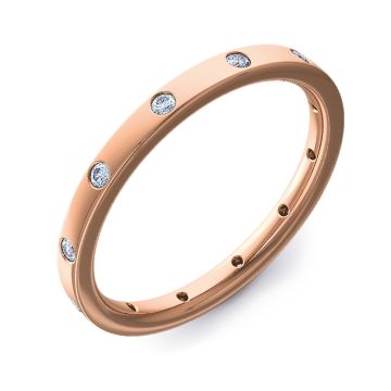 2mm Flat Court Flush Set with 12 Diamonds Around | Rose Gold