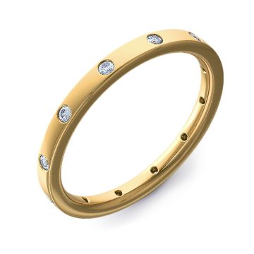 2mm Flat Court Flush Set with 12 Diamonds Around | Yellow Gold