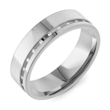 6mm Flat Court with Channel Set Diamonds | Palladium, White Gold, Platinum