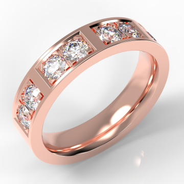5.5mm Flat Court with Grouped Pave Set Round Diamonds | Rose Gold