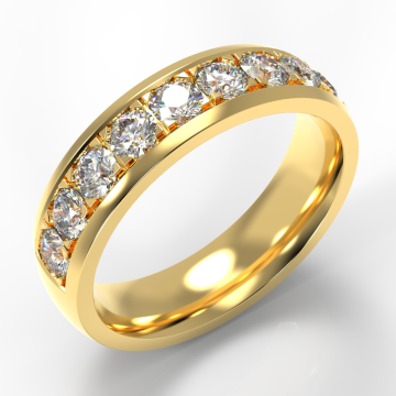 6mm Shallow Court with Pave Set Round Diamonds | Yellow Gold