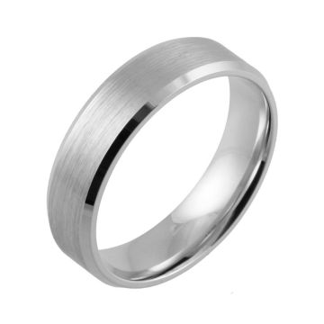 Bevelled Edge and Brushed Flat Court | White Gold, Palladium, Platinum Wedding Rings