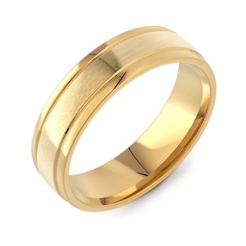 Machined Modern Court with Twin Finish | Yellow Gold Wedding Rings