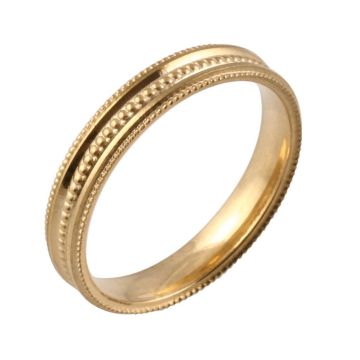 Classic Beading & Mill Grain Flat Court | Yellow Gold