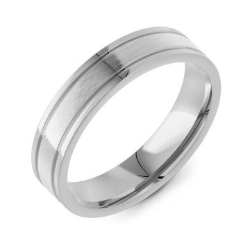 Machined Flat Court with Twin Finish | White Gold, Palladium, Platinum