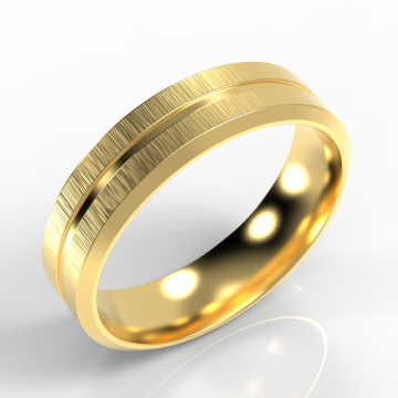 Bevelled Edge and Linished Flat Court Ring with Central Channel | Yellow Gold