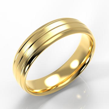 Classic Court with Triple Grooves and Twin Finish Ring | Yellow Gold