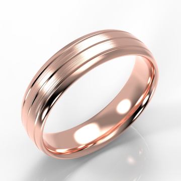 Classic Court with Triple Grooves and Twin Finish Ring | Rose Gold
