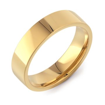 Flat Court Plain | Yellow Gold Wedding Rings