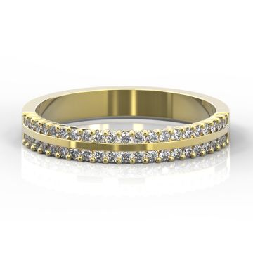 4mm Double Row Claw Set Diamond Ring | Yellow Gold
