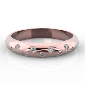 3.5mm D Shape with Nine Biased Set Diamonds | Rose Gold