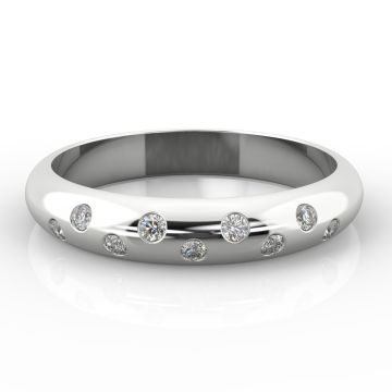 3.5mm D Shape with Nine Biased Set Diamonds | White Gold, Palladium, Platinum
