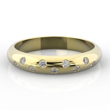 3.5mm D Shape with Nine Biased Set Diamonds | Yellow Gold