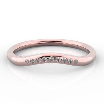 Gentle Curve Shape with Nine Flush Diamonds | Rose Gold