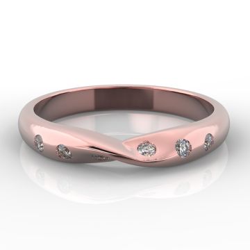 Twist with Six Flush Set Diamonds | Rose Gold
