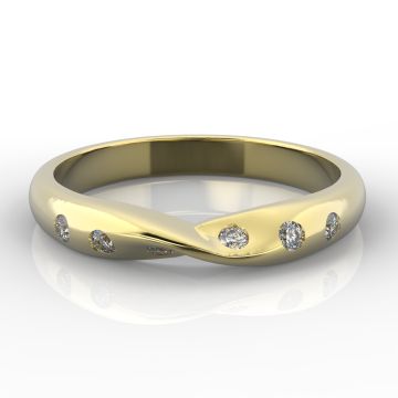 Twist with Six Flush Set Diamonds | Yellow Gold