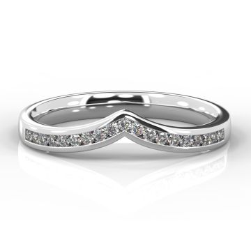 Wishbone with Channel Set Diamonds | Platinum, Palladium, White Gold