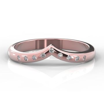 Wishbone with Nine Flush Set Diamonds | Rose Gold
