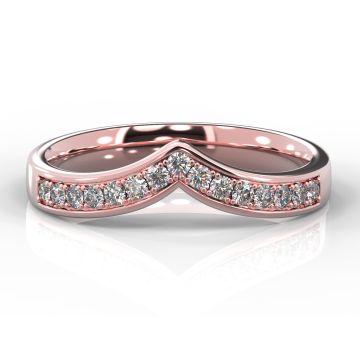 Wishbone with Grain Set Diamonds | Rose Gold