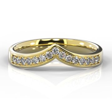Wishbone with Grain Set Diamonds | Yellow Gold