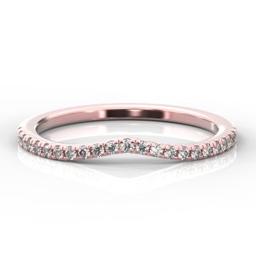 Curve Shaped Micro Claw Diamond Band | Rose Gold