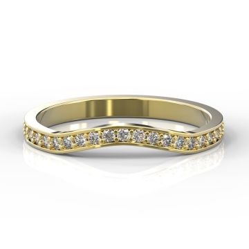 Gentle Curve Shape with Grain Set Diamonds | Yellow Gold