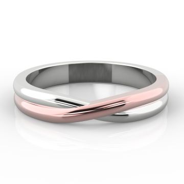 Two Tone Crossover Twist Shape | Rose Gold Inlay