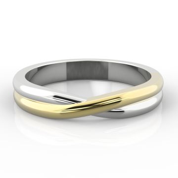 Two Tone Crossover Twist Shape | Yellow Gold Inlay