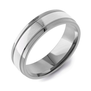 Bi-Metal Zirconium Machined Modern Court with Silver Inlay