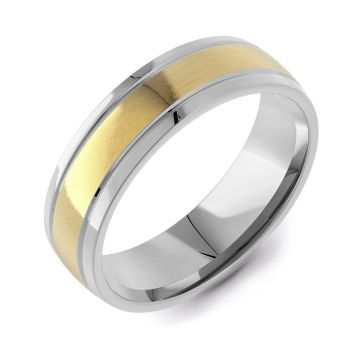 Machined Modern Court Two Tone | Yellow Gold Inlay 