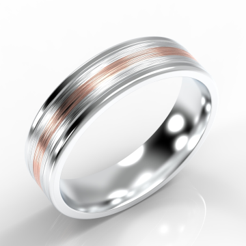 Bi-Metal Flat Top with Rose Gold Inlay and Twin Finish Ring