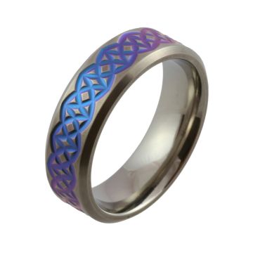 Half Circle Bright Blue to Purple Zirconium Satin Wedding Ring