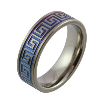 Bright  Blue Maze Pattern Zirconium Wedding Ring