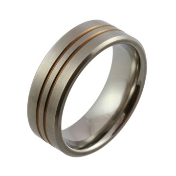 Dark Yellow Twin Groove Zirconium Wedding Ring
