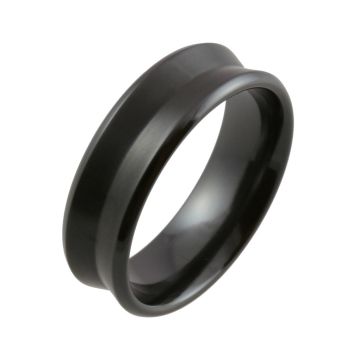 Concave Style Black Zirconium Wedding Ring