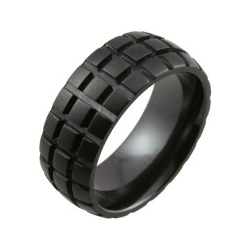 Segmented Design with Satin Finish Black Zirconium Wedding Ring