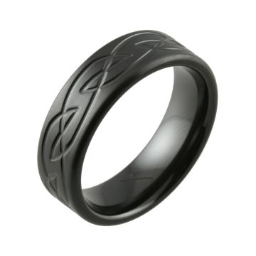 Celtic Knot Satin Finish Black Zirconium Wedding Ring