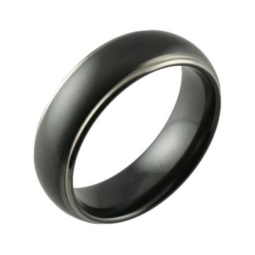 Black Zirconium Two Tone Shouldercut Wedding Ring