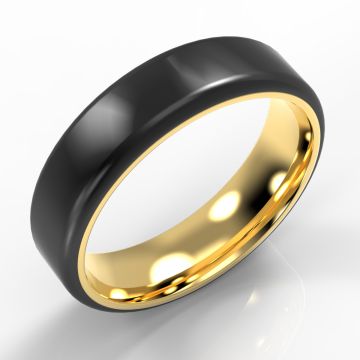 Yellow Gold and Black Zirconium Two Tone Ring