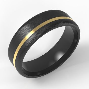 Offset Yellow Gold Inlaid Black Zirconium Softened Flat Court