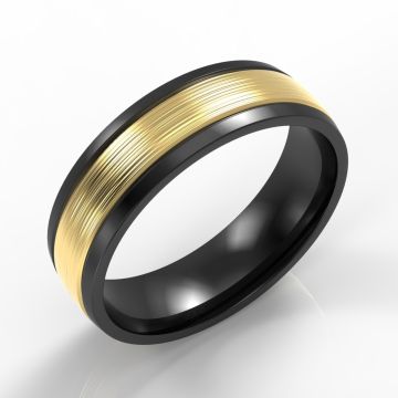 Machined Black Modern Court with 9ct Yellow Gold Inlay