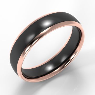 Bi-Metal 9ct Rose Gold Edges & Black Zirconium Classic Court Ring