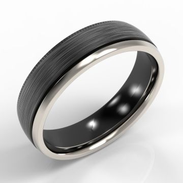 Bi-Metal Offset Platinum & Black Zirconium Court Ring